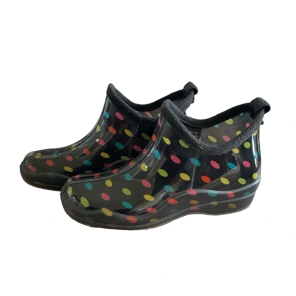 CAPELLI of NEW YORK Short Multi Color Polka Dot Rain Boot - Size 6‎
